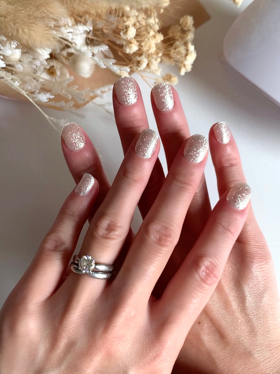 Silver Glitter Semi-Cured Gel Nail Stickers