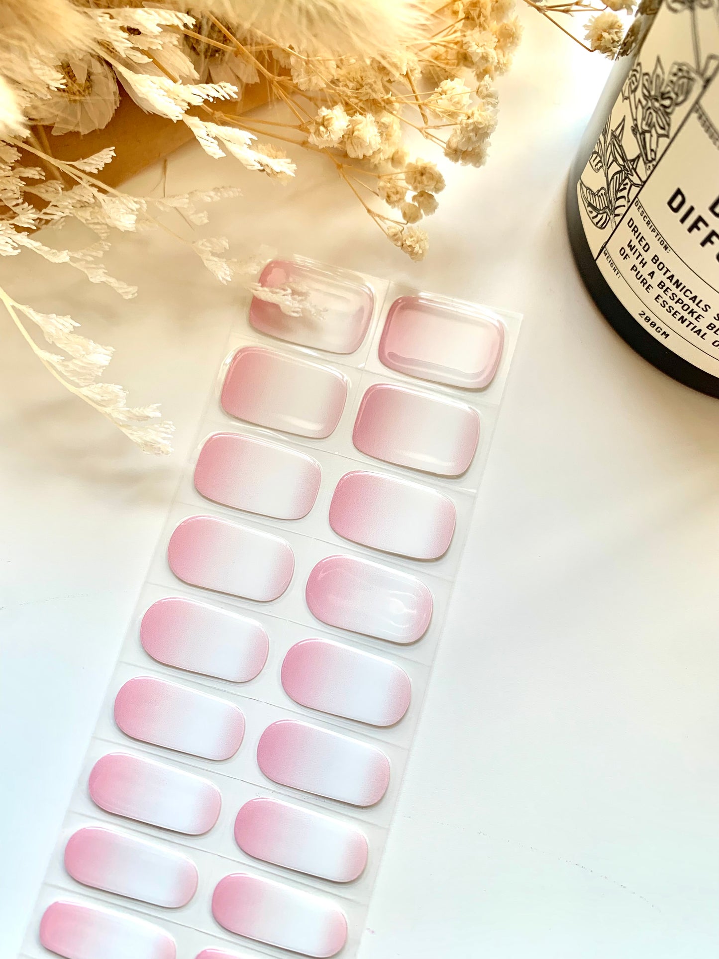 Pink Ombre Semi-Cured Gel Nail Stickers