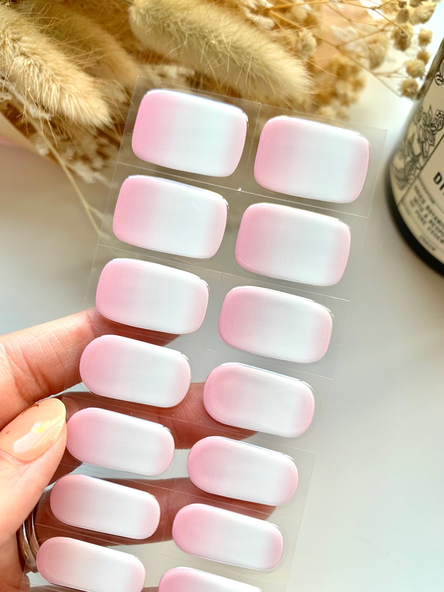 Pink Ombre Semi-Cured Gel Nail Stickers