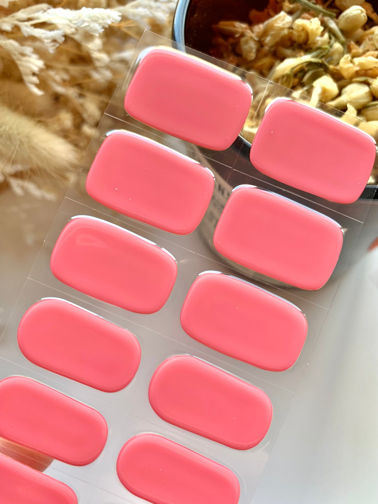 Watermelon Pink Semi-Cured Gel Nail Stickers