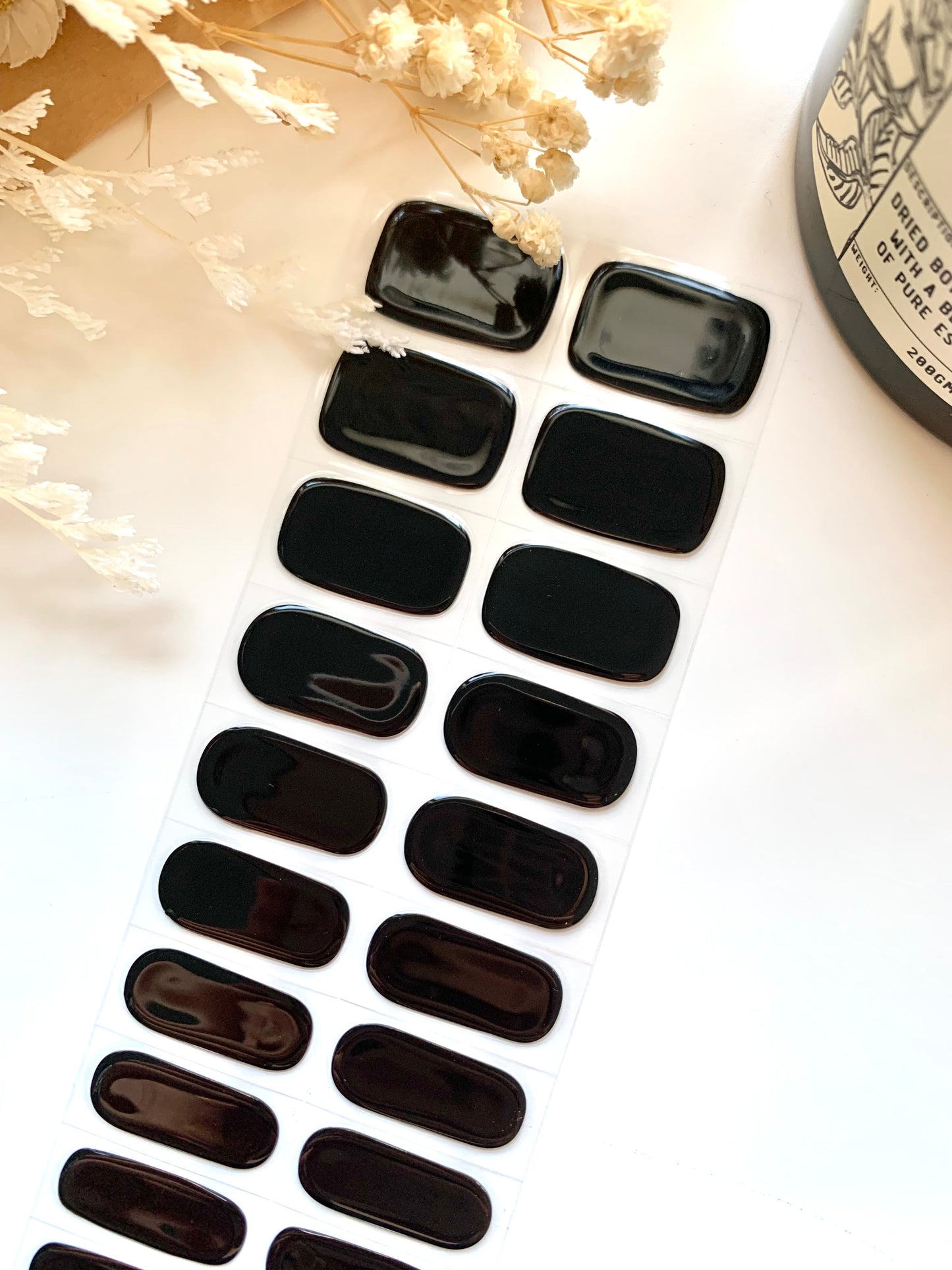 Obsidian Black Semi-Cured Gel Nail Stickers