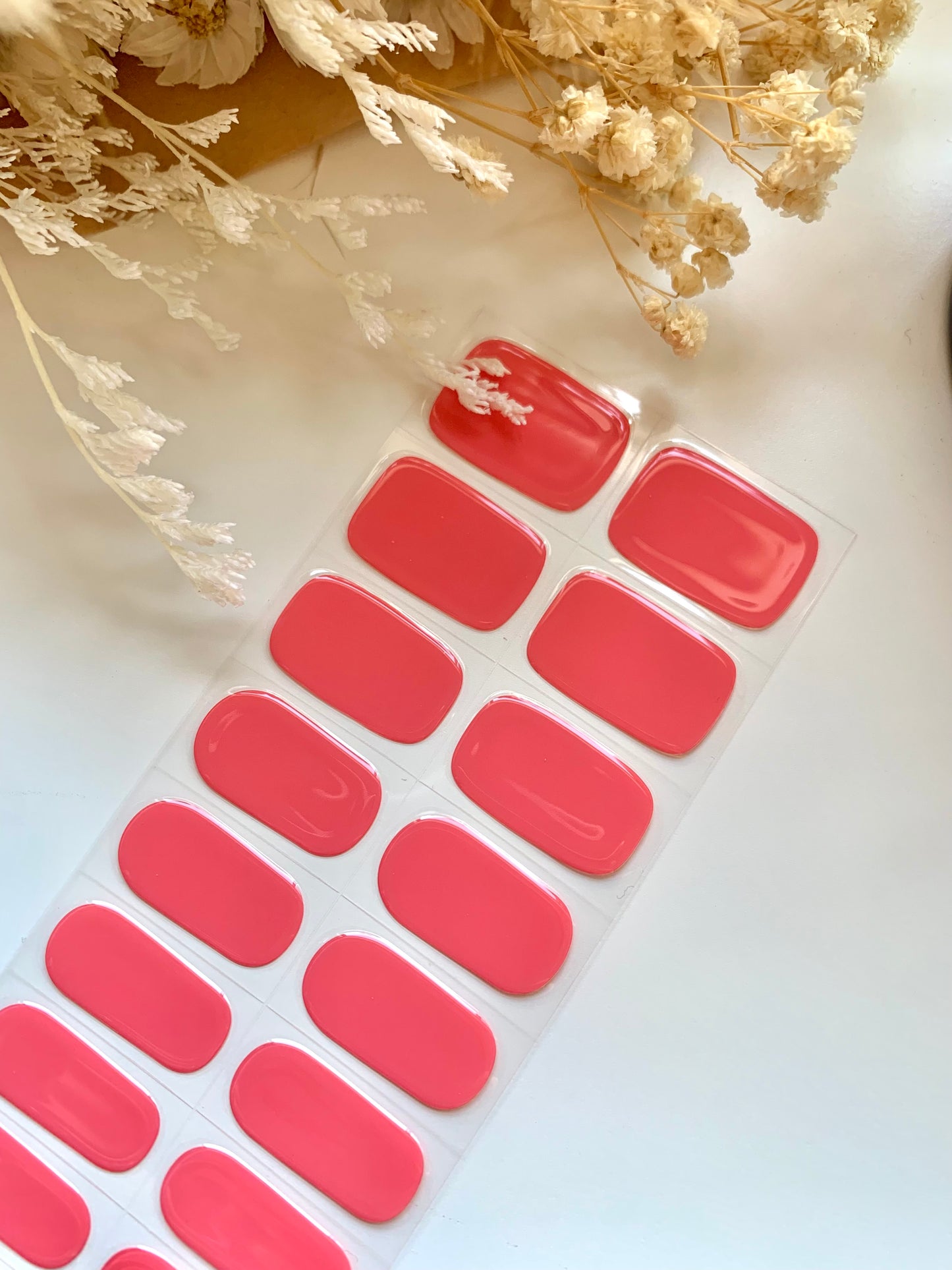 Watermelon Pink Semi-Cured Gel Nail Stickers