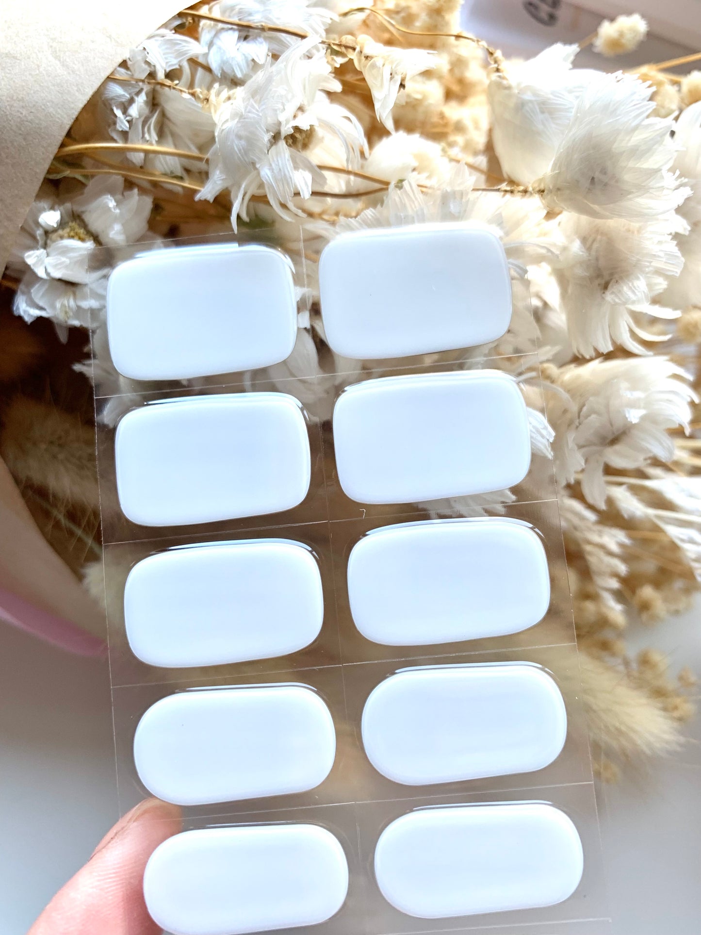 Chiffon White Semi-Cured Gel Nail Stickers