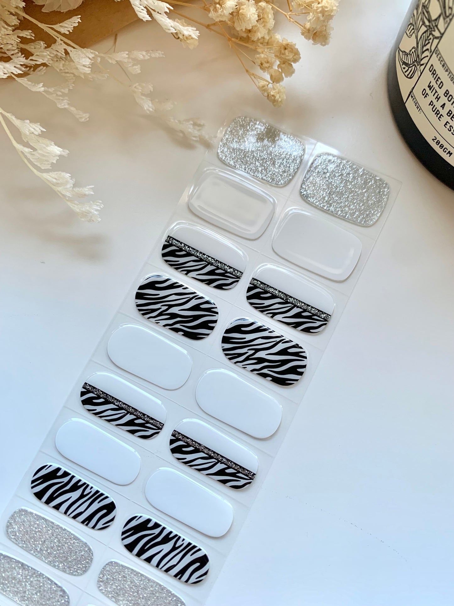 Zebra Print Semi-Cured Gel Nail Stickers