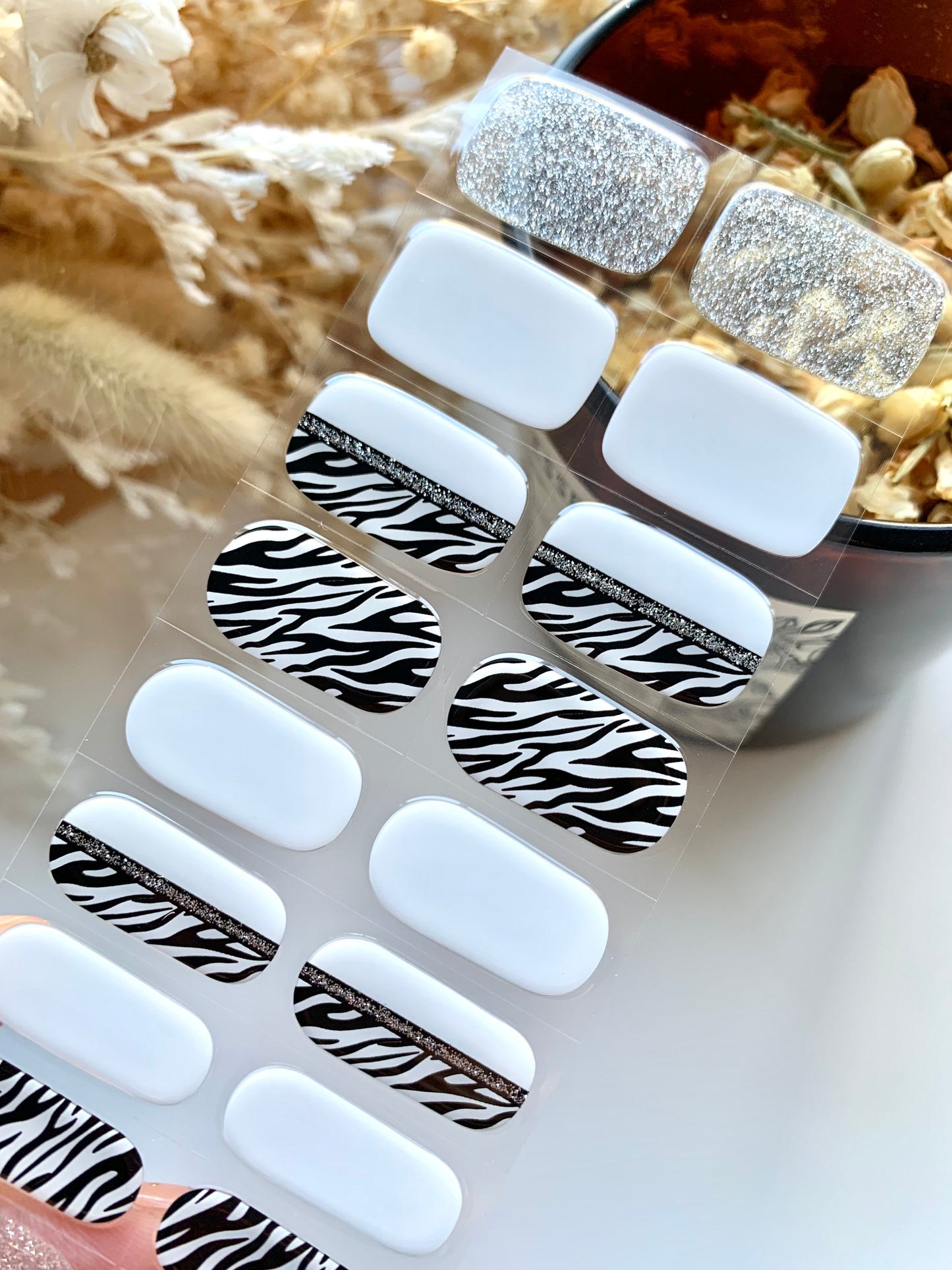 Zebra Print Semi-Cured Gel Nail Stickers