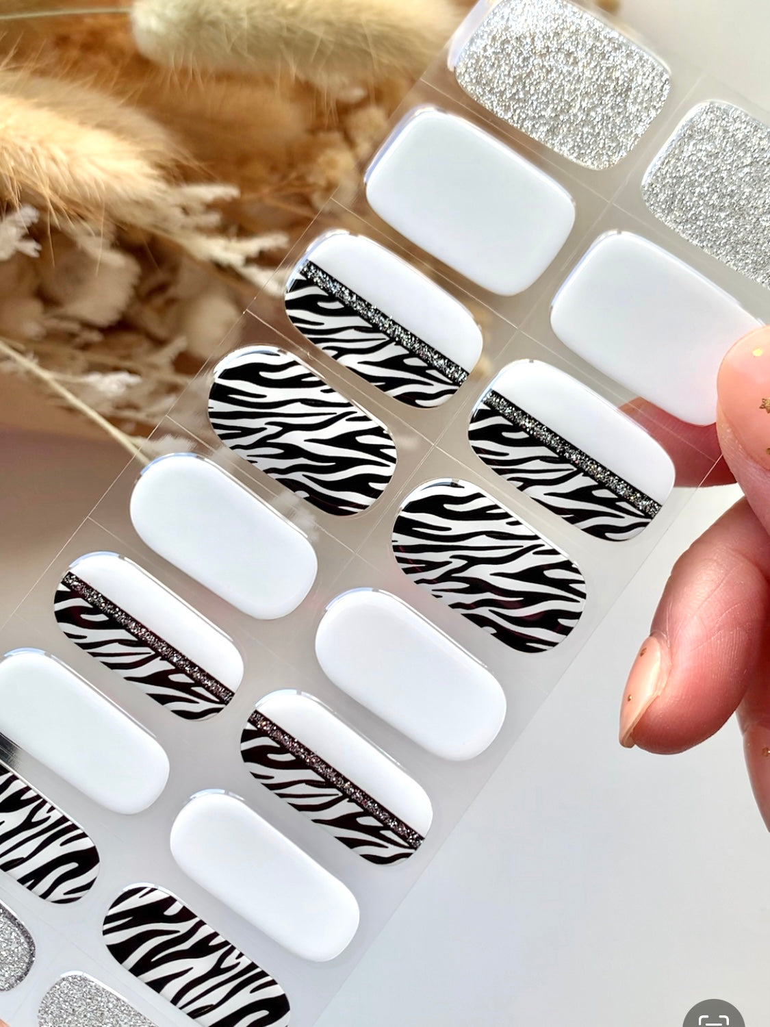 Zebra Print Semi-Cured Gel Nail Stickers