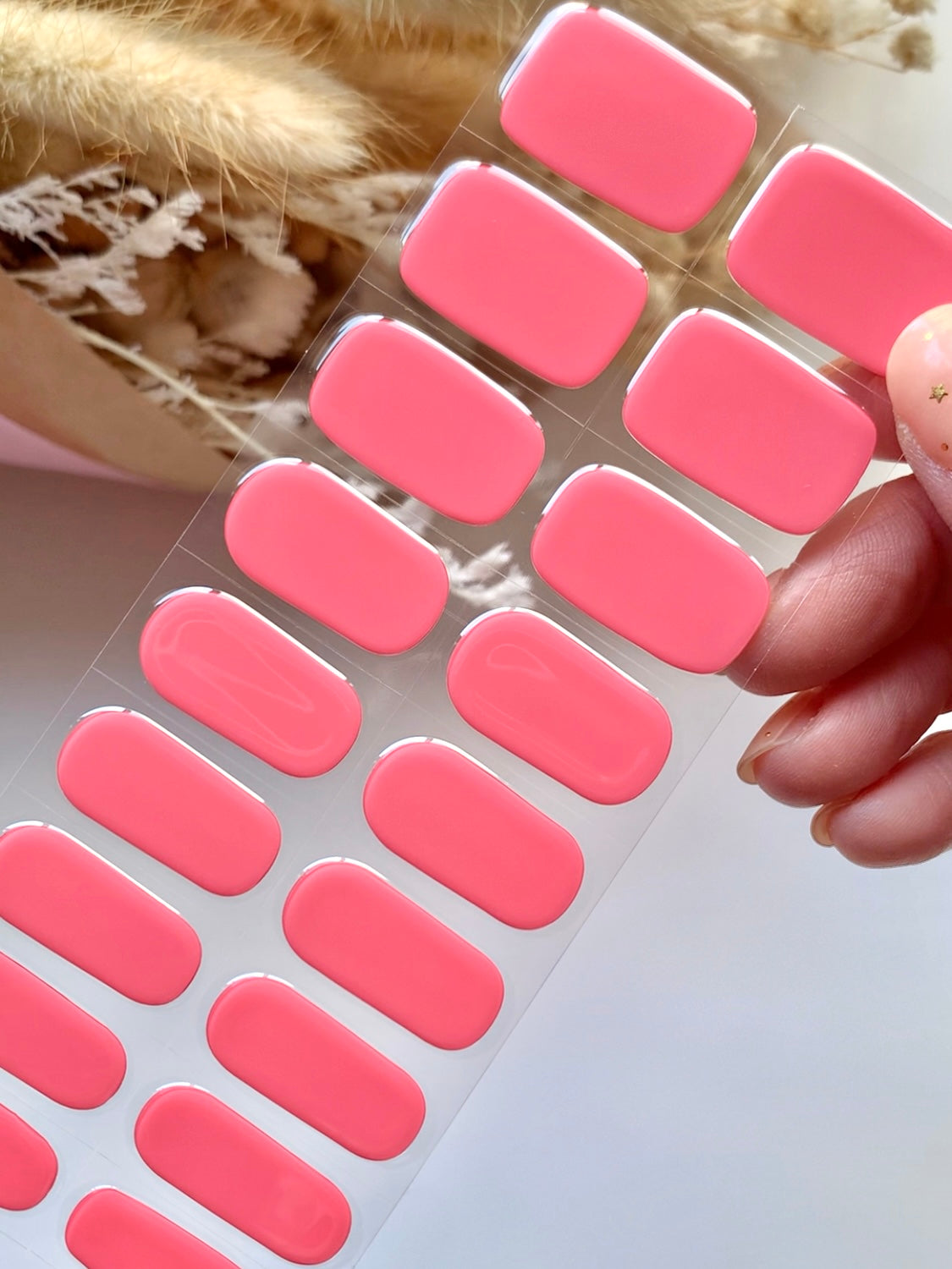 Watermelon Pink Semi-Cured Gel Nail Stickers